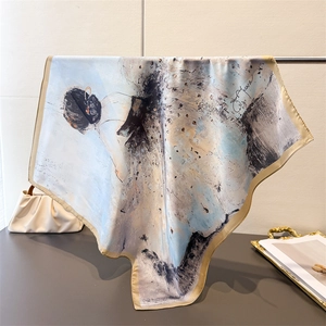 Detail of ballet dancer oil painting print on silky scarf with elegant gold rolled edges