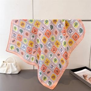 Square Satin Like Scarf Tropical Ocean Sea Turtle Shell Print Satin Neck Head Bandana For Women Elegant Fashion