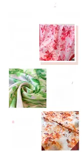 Détails du foulard en soie à fleurs montrant la texture du tissu et la couture des bords