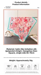 Floral butterfly satin square silk scarf displayed with elegant white handbag and tray
