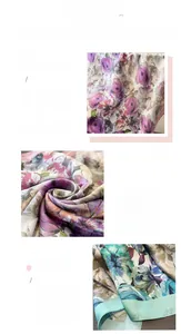 Gros plan du foulard en soie à imprimé floral montrant le tissu de qualité et les coutures