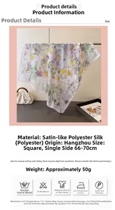 Dettagli del foulard in raso floreale con dimensioni e istruzioni