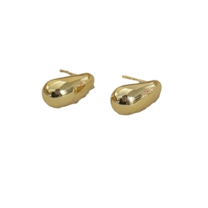 Minimalist teardrop stud earrings with gold plating and a high-polish mirror finish