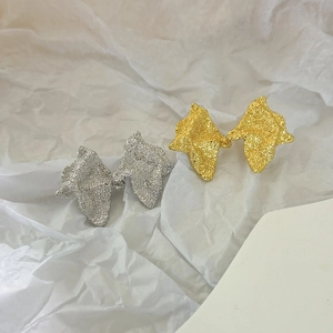 Minimalist textured geometric irregular metal stud earrings in gold and silver finishes