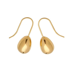 Pair of gold-plated minimalist teardrop dangle earrings with high-polish mirror finish