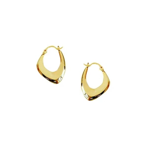 Minimalist gold irregular geometric square hoop earrings with flat curved surface design