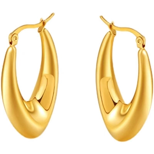 Polished 18K gold plated chunky U-shaped geometric hoop earrings for a minimalist look