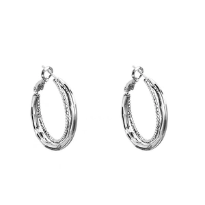 Elegant S925 sterling silver triple interlocking hoop earrings with a polished finish