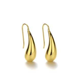 Polished 18K gold plated hollow teardrop earrings with a minimalist geometric design