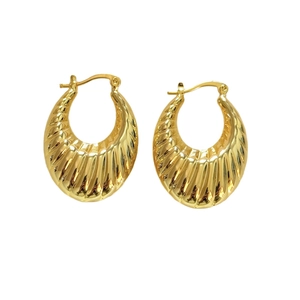 Boucles d'oreilles créoles en laiton plaqué or 18K avec design torsadé vintage