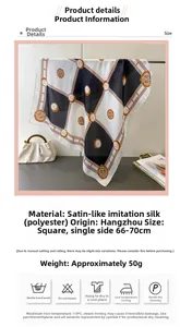 Detailed view of checkered silk scarf with vintage gold chain and lion head patterns