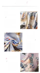 Close-up of elegant horse print silk scarf showing fine texture and hemmed edges