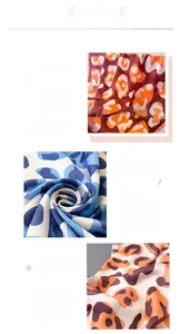Close-up of leopard print satin scarves showing delicate stitching and vibrant patterns