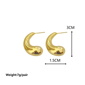Chic 18K gold plated teardrop earrings with a polished hollow geometric design