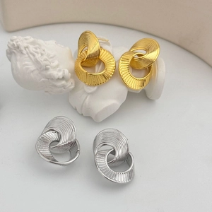 Irregular Texture Intertwined Hoop Earrings Geometric Copper Minimalist Elegant Style Jewelry Women