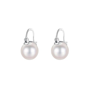 Elegant geometric pearl drop earrings in S925 silver minimalist round pearl design