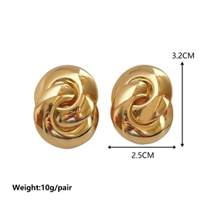 Vintage gold chunky twisted hoop earrings for women, minimalist geometric design, 3.2cm size
