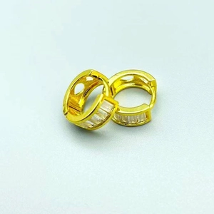 Elegant gold-plated hoop earrings featuring channel-set rectangular zircon stones