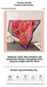 Détail d'un foulard carré en satin léopard, texture soyeuse et motif de peinture à l'huile