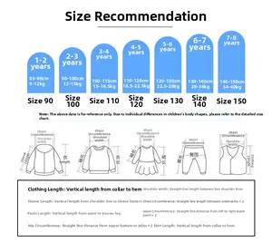 Detailed size chart for girls summer dresses covering height 83-150cm and ages 1-8 years