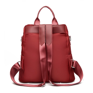 Red Oxford cloth backpack for women with dual straps and large capacity for travel