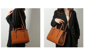Détail du grand sac cabas vintage en cuir verni avec poignées et bandoulière réglable