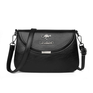 Women Fashion PU Leather Crossbody Bag Small Square Shoulder Bag With Kangaroo Metal Logo Adjustable Strap Casual Daily Purse