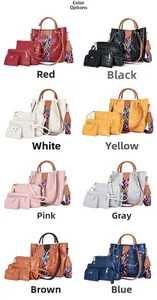 Detailed set of 8 multi-color crocodile pattern tote bags with ethnic style straps