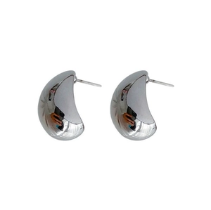 S925 Sterling Silber Tropfen-Ohrstecker mit poliertem Flüssigmetall-Spiegeleffekt