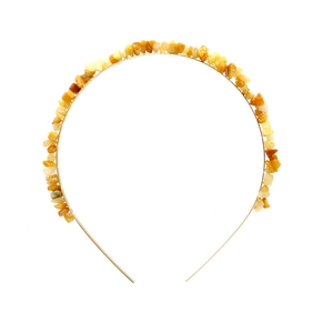 Handgemaakte gouden haarband met gele natuurlijke kristalstenen in vintage bosstijl