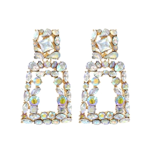 Geometric Statement Dangle Earrings Alloy With Rhinestone Colorful Resin Retro Fashion Jewelry For Women