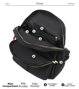 Detail showing high-capacity interior compartments and multiple storage pockets of the backpack