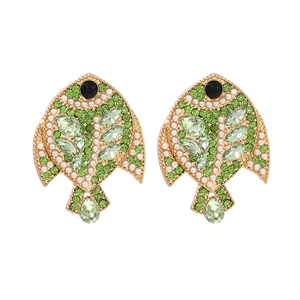 Boucles D'oreilles Poisson Tropical Alliage Zinc Strass Künstliche Perles Coloré Animal Design Bijoux Déclaration Pour Femmes