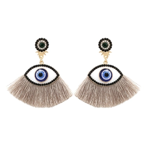 Evil Eye Tassel Earrings Zinc Alloy Rhinestone Bohemian Ethnic Style Fashion Jewelry For Women