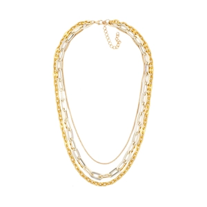 Collier Multirang Femme Tons Or Et Argent Alliage Chaîne Trombone Serpent Bijoux Fantaisie Épais Chic Élégant