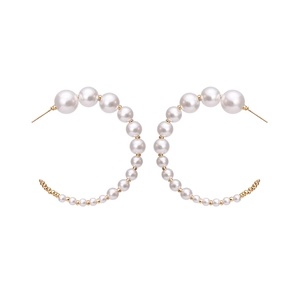 Élégantes Boucles D'Oreilles Créoles En Forme De C Avec Künstliche Perles D'Imitation Dégradées Et Alliage Doré Bijoux Pour Femmes