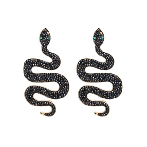 Retro Western Snake Shaped Alloy Seed Bead Drop Earrings Creative Handmade Animal Dangle Earrings For Women Fashion Jewelry