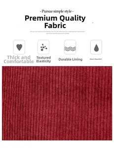 Detailed close-up of water repellent and durable red corduroy fabric texture