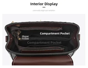 Vue intérieure montrant les compartiments organisés et la poche zippée du sac