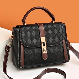 Sac à Main pour Femme en Cuir PU Losange Sac à Bandoulière Mode Ferrures Dorées Sac à Épaule Carré Élégant pour Quotidien