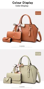 Three-piece handbag set featuring crocodile pattern faux leather and decorative scarves