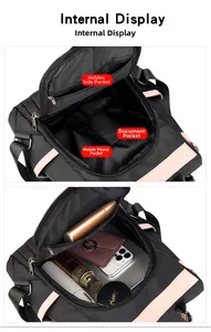 Vue interne du sac à dos en nylon à grande capacité avec compartiments fonctionnels