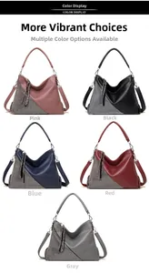 Options de couleurs de grands sacs hobo avec empiècements pailletés et pompons