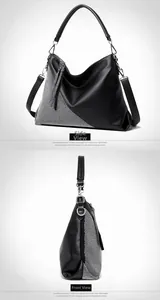 Détail du grand sac noir avec triangle en strass et fermeture éclair à long pompon