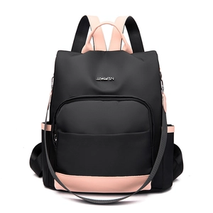 Sac À Dos Femmes Nylon Bloc De Couleur Antivol Grande Capacité Voyage Mode Décontracté Streetwear Extérieur