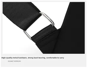 Close-up of durable Oxford cloth backpack straps with reinforced silver metal buckles