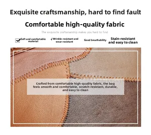 Macro shot of brown pebble grain leather stitching detail on vintage tote bag