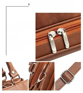 Macro view of bright silver hardware details and brown leather texture on a tote bag
