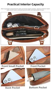 Detailed view of the large capacity interior and multiple functional pockets of the tote bag