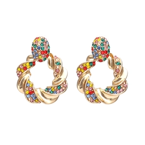 Orecchini A Cerchio Intrecciati In Lega Di Zinco Strass Geometrici Retro Spirale Pendenti Per Donne